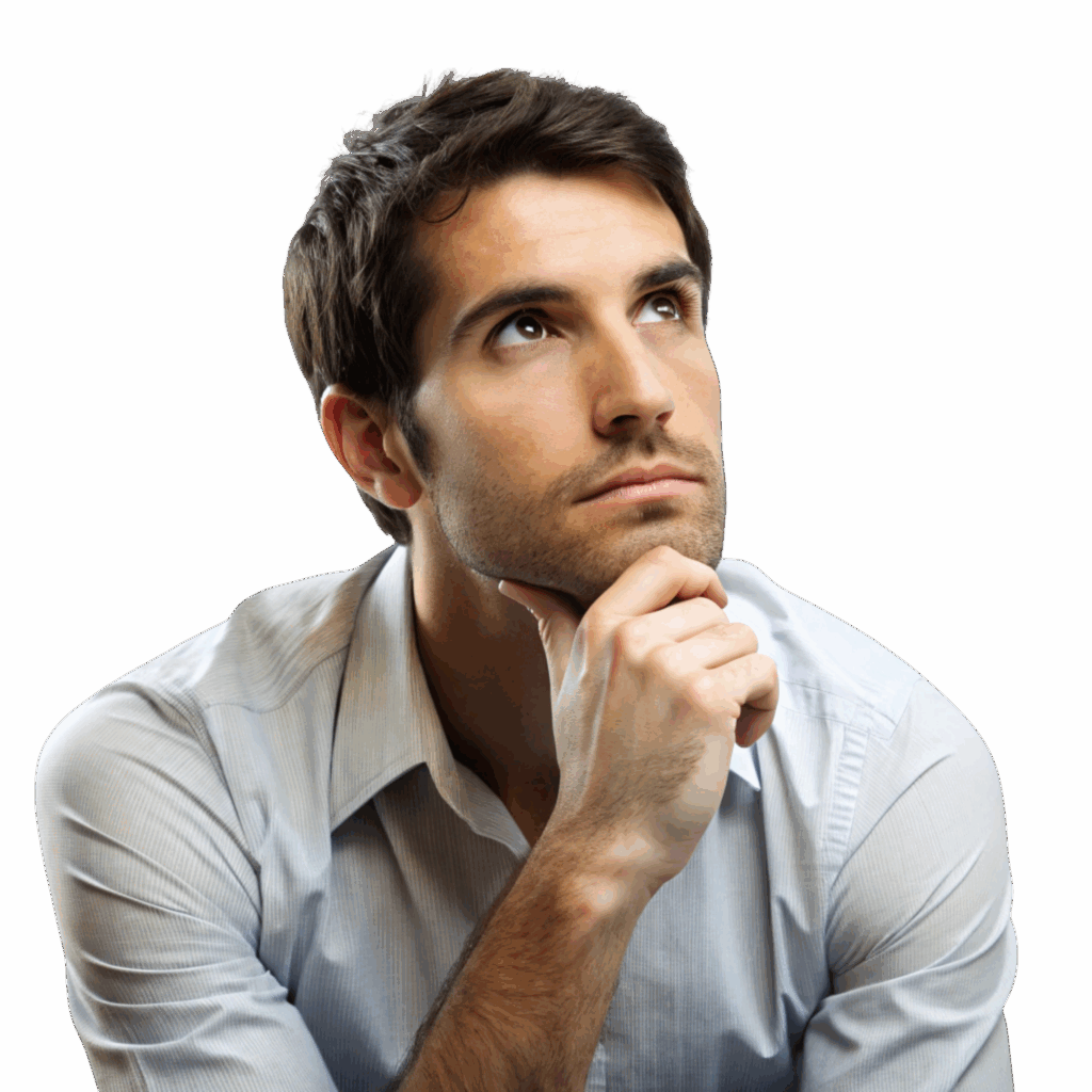 Man thinking about TV brands